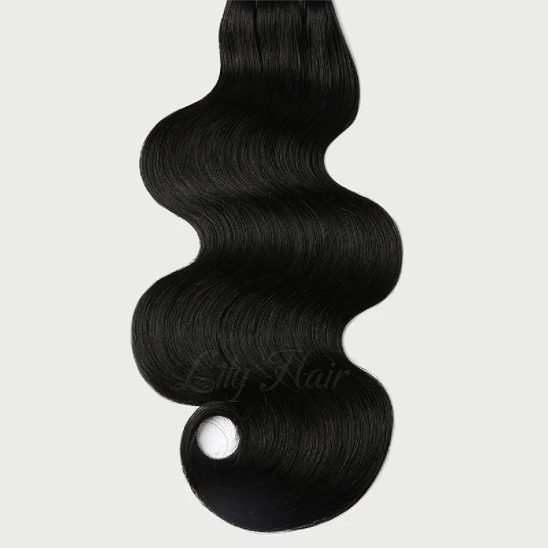 #1 Jet Black Clip-in Hair Extensions-1Pc.Sextuple Wefts