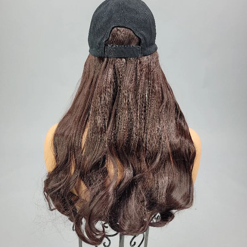 SALE!! {Alissa} Mahogany Brown Black Baseball Hat Wig