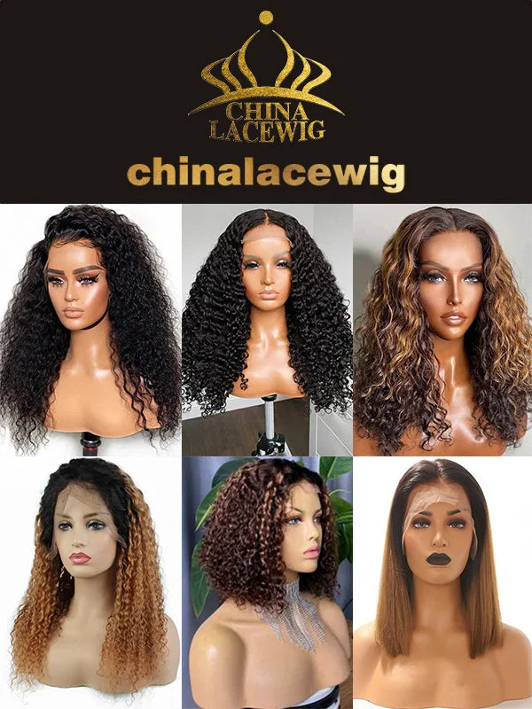 Chinalacewig 50% Off Limited 1 Piece For Highlight Color& Ombre Color& Natural Color Curly& Bob Virgin Human Hair Wig For Women WH03