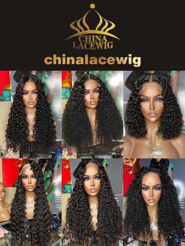 Chinalacewig 50% Off Limited 1 Piece For Natural Color& #1B Curly& Wavy 100% Virgin Human Hair Wig WH01