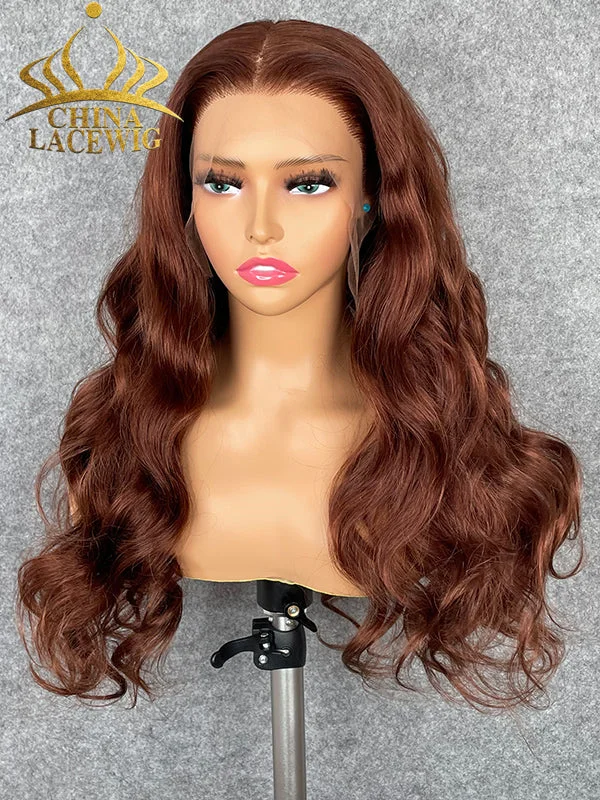 Chinalacewig 30A Custom Color 13x6 Lace Frontal Wig Bleached Knots Human Virgin Hair C011