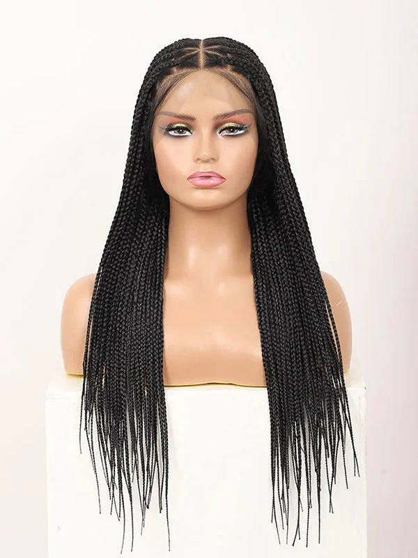 Chinalacewig Small Triangle Knotless Box Braids HD Full Lace Braided Wig Human Hair Root With Baby Hair Braid Wigs