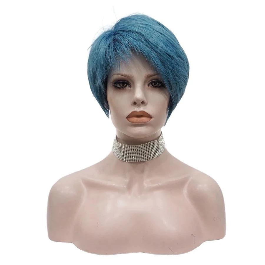 Sassy Chic Delight: Colorful Short Straight Wig for Ultimate Feminine Vibes!