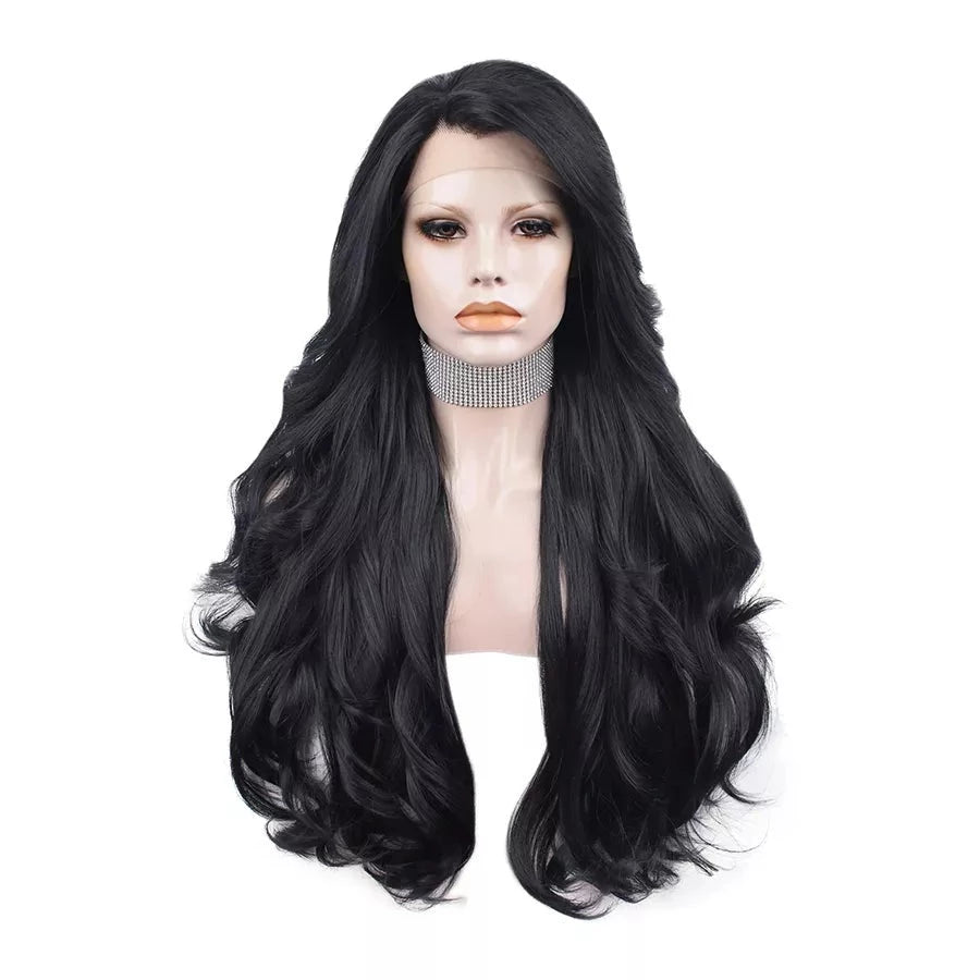 Femme Fatale Fantasy: Long Black Lace Front Wig for Sassy Sissy