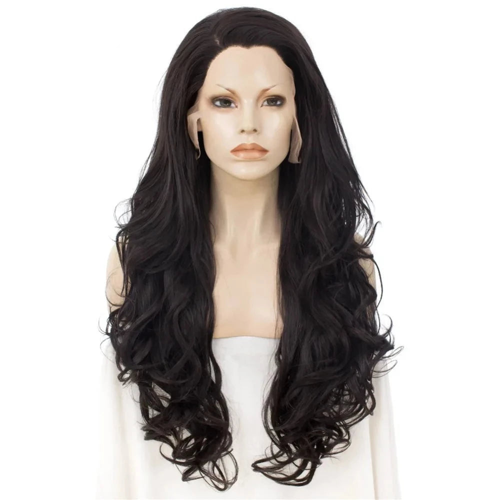 Flawlessly Feminine: Natural Black Lace Front Wavy Wig for Men with Sass