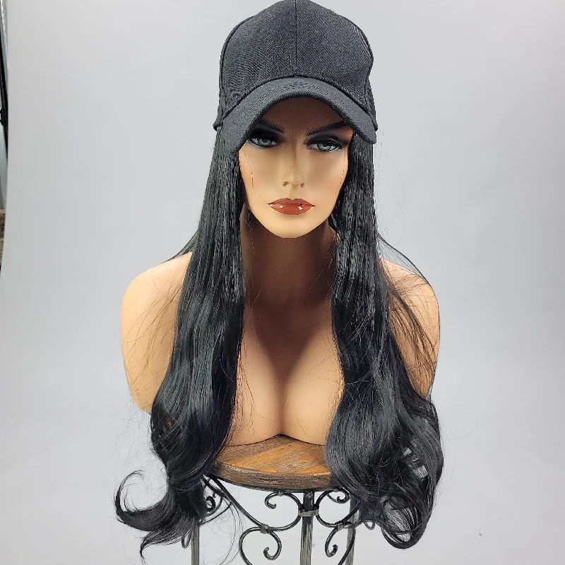 SALE!! {Genesis} Black Long Baseball Hat Wig