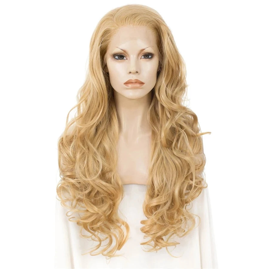 Golden Locks Delight: Curly Blonde Long Lace Front Wig for Sassy Feminine Vibes