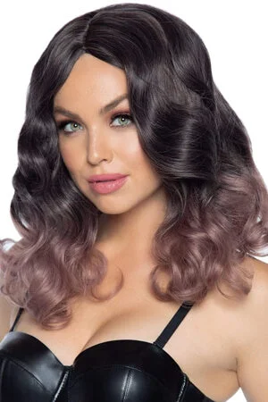 Mauve 18" Curly Ombre Long Bob Wig