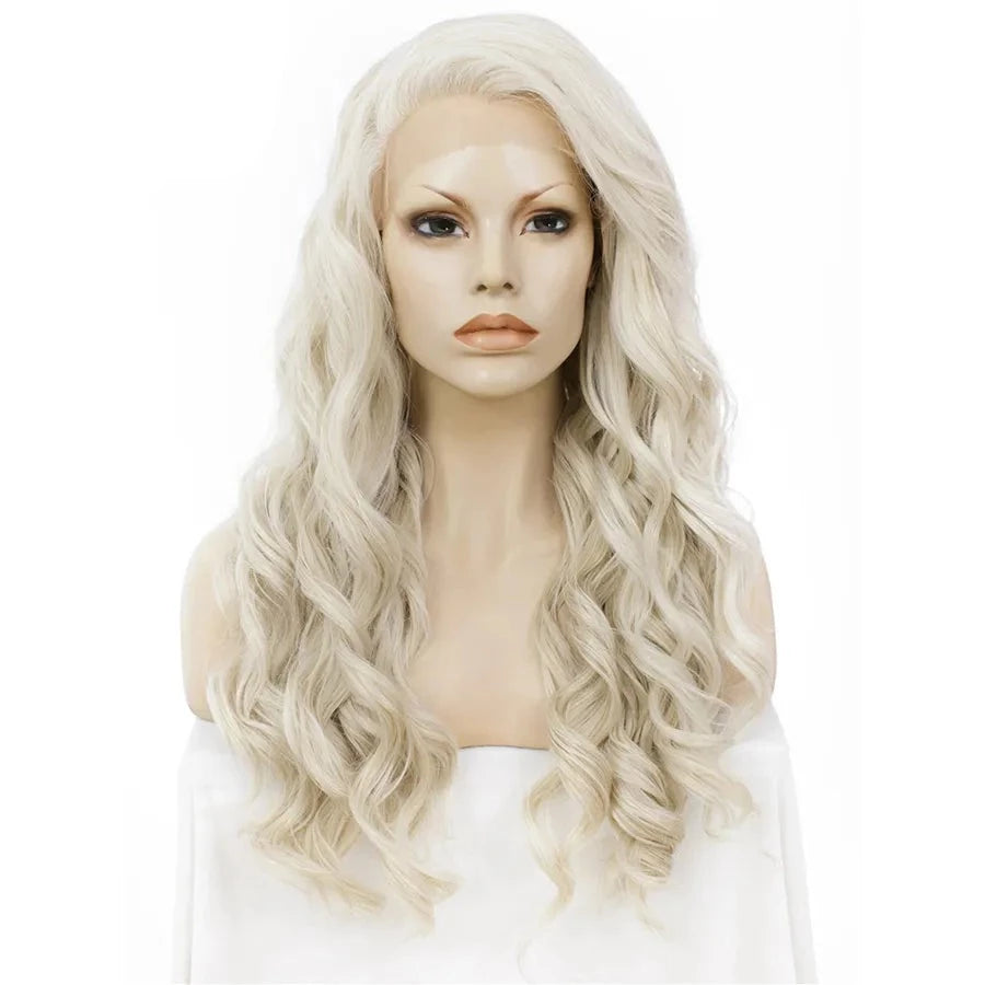 Sassy Chic Transformation: Ash Blonde Long Wavy Lace Front Wig for Feminine Elegance