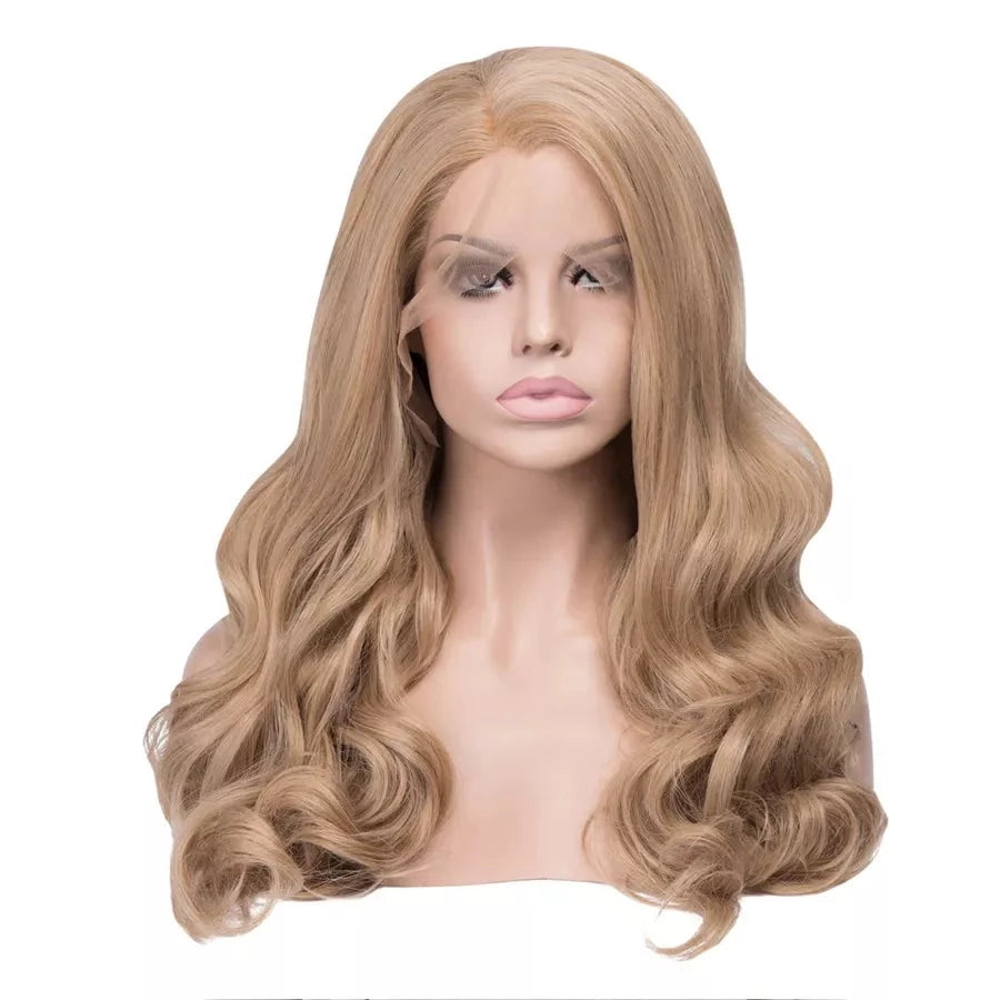 Sassy Elegance: Long Honey Blonde Lace Front Wavy Wig for Feminine Transformation