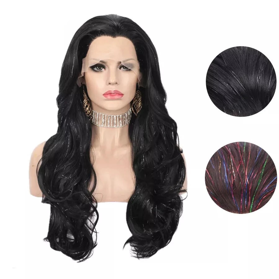 Sassy Elegance: Long Wavy Glitter Wig for Your Glamorous Transformation