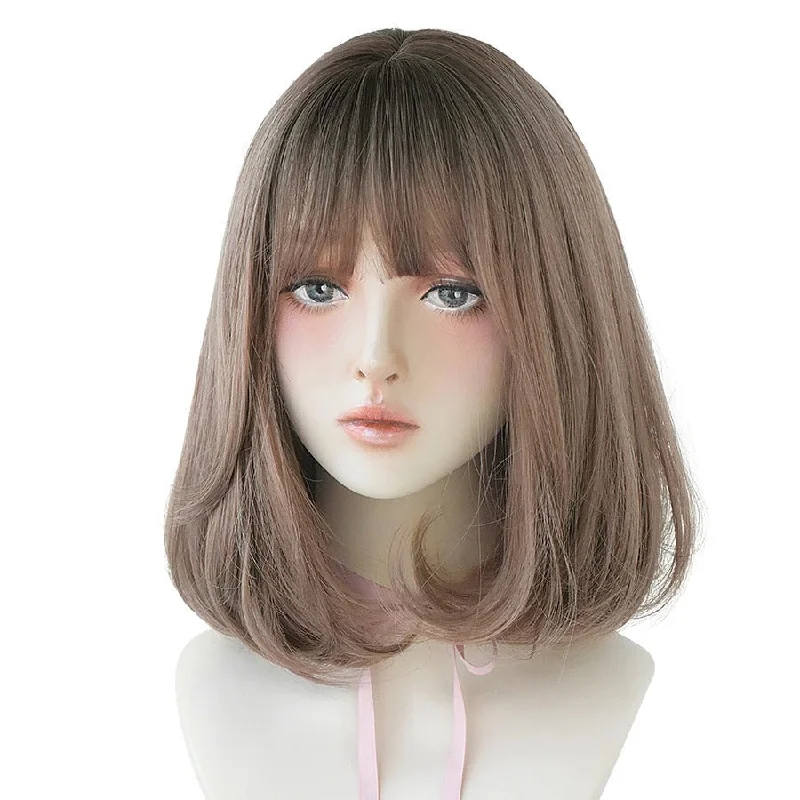 Short Straight Wig With Bangs