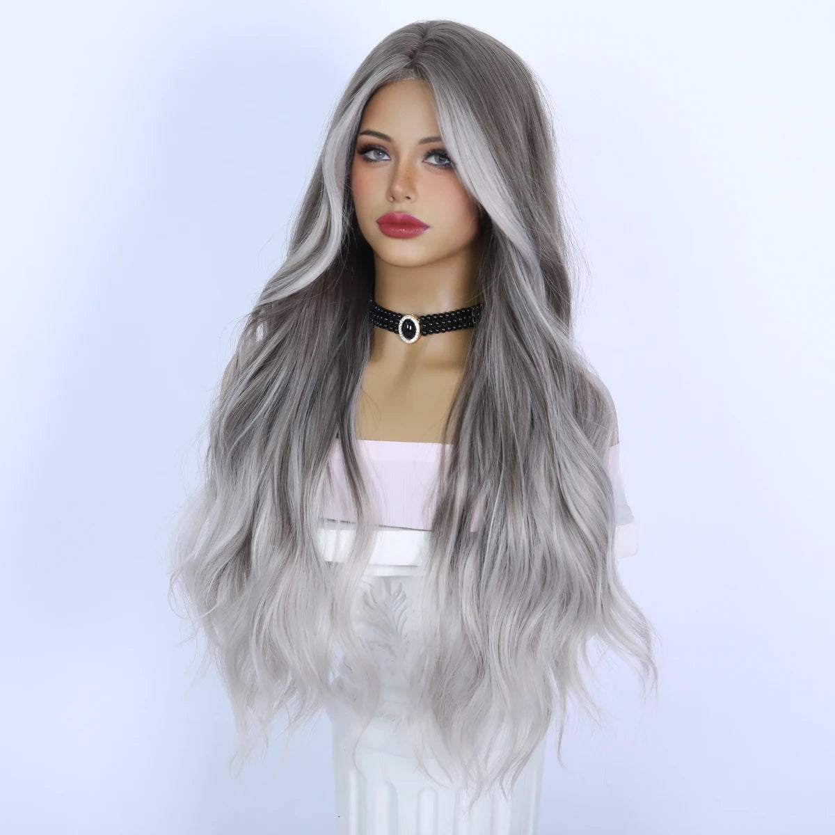 Silver Gray Gradient Crossdressing Wig