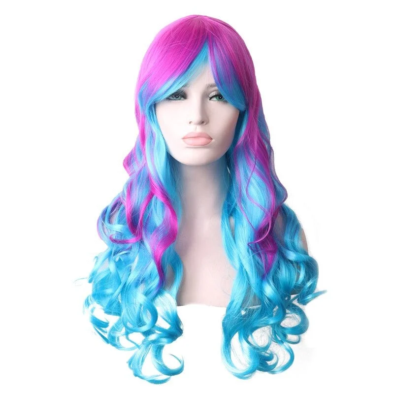 Sissy Amanda Rainbow Wig With Bangs