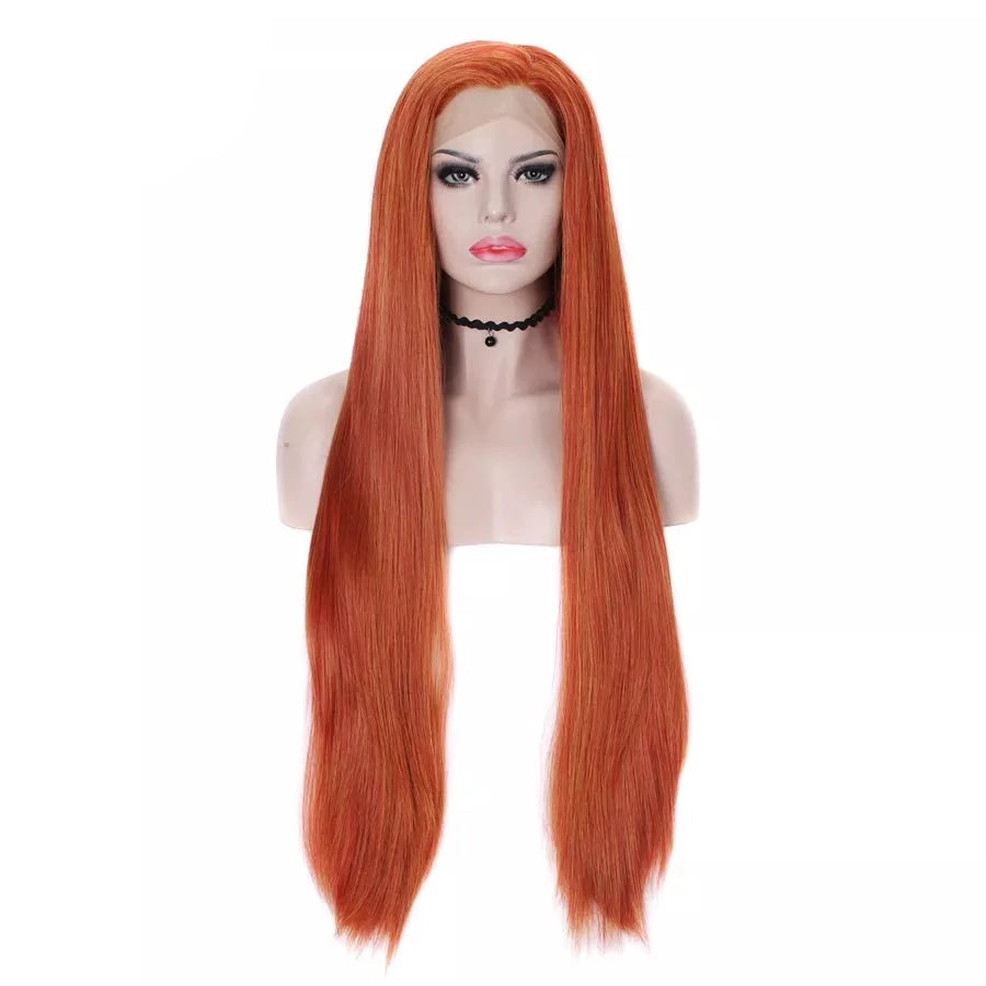 Sultry Elegance: Ginger Lace Front Long Straight Wig for Sissy Boys and Feminization Enthusiasts