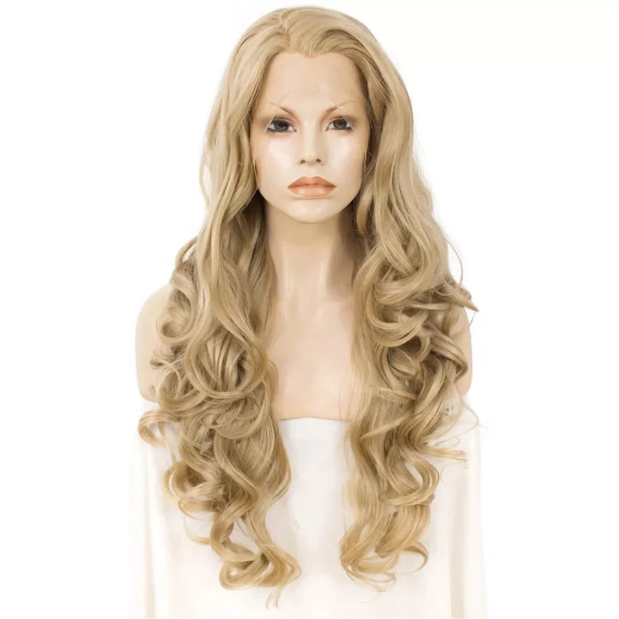 Sultry Siren Transformation: Long Wavy Blonde Lace Front Wig for Feminine Elegance