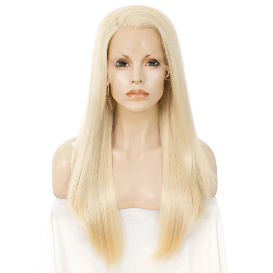 Sultry Siren Vibes: Long Blonde Straight Lace Front Wig for Feminine Elegance