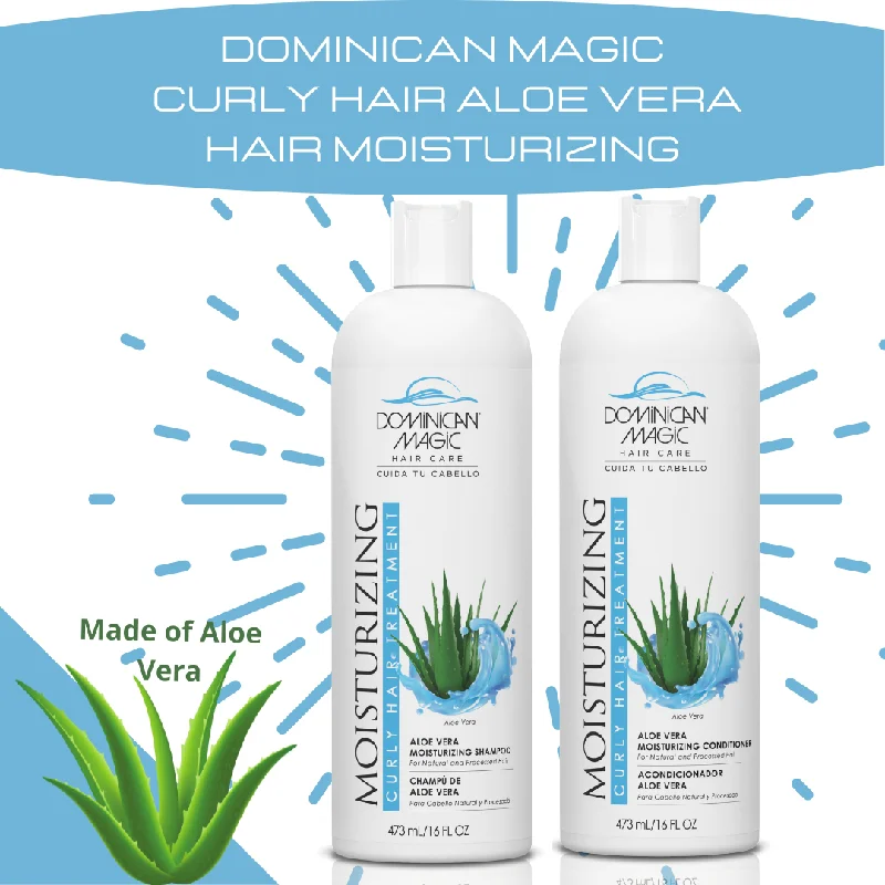 Dominican Magic Curly Hair Aloe Vera Hair Moisturizing Kit (Shampoo and Conditioner) 16oz/32oz