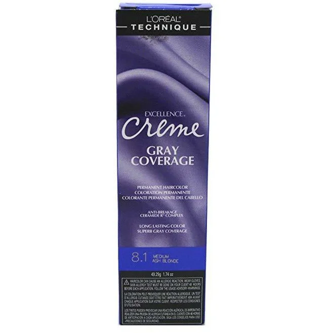 Loreal Excellence Creme Permanent Hair Color 8.1 Medium Ash Blonde