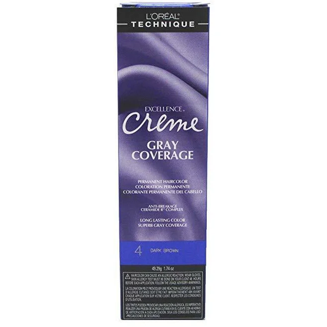 Loreal Excellence Creme Permanent Hair Color 4 Dark Brown 1.74 Oz