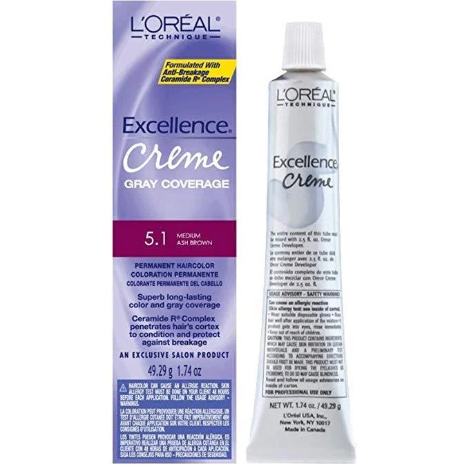 Loreal Excellence Creme Permanent Hair Color 5.1 Medium Ash Brown 1.74 Oz