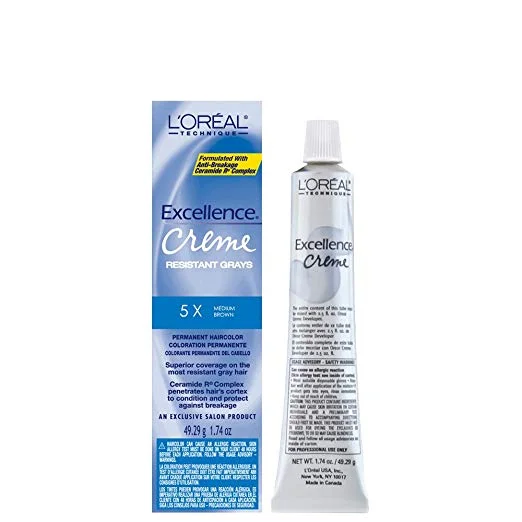 Loreal Excellence Creme Permanent Hair Color 5X Medium Brown 1.74 Oz