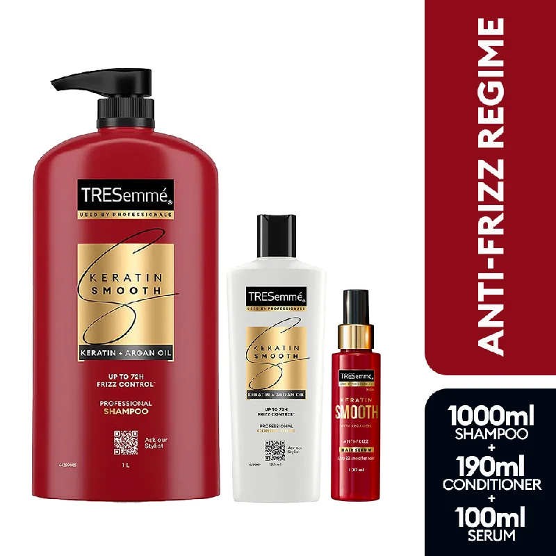 TRESemmé Keratin Smooth Shampoo 1000ml + Conditioner 190ml + Serum 100ml