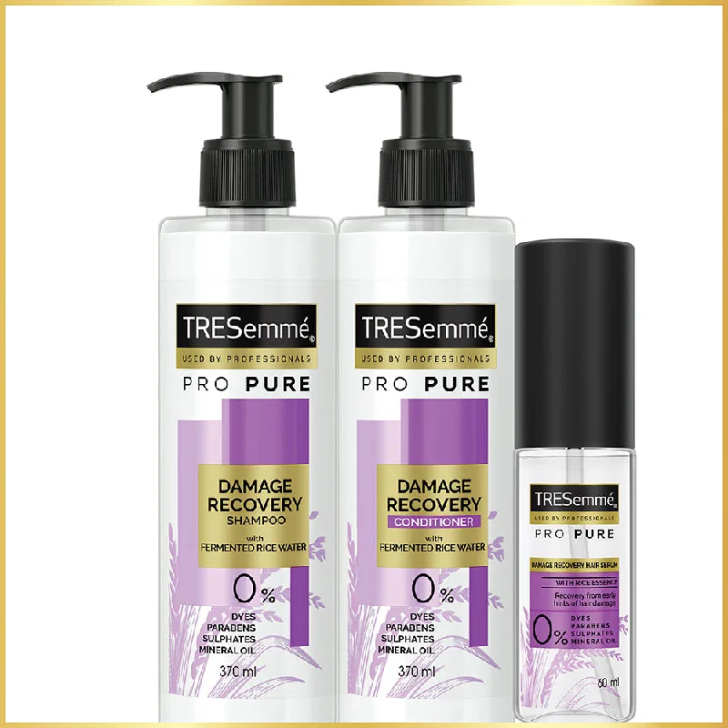 TRESemmé Pro Pure Damage Recovery Shampoo 370ml + Conditioner 370ml + Serum 60ml